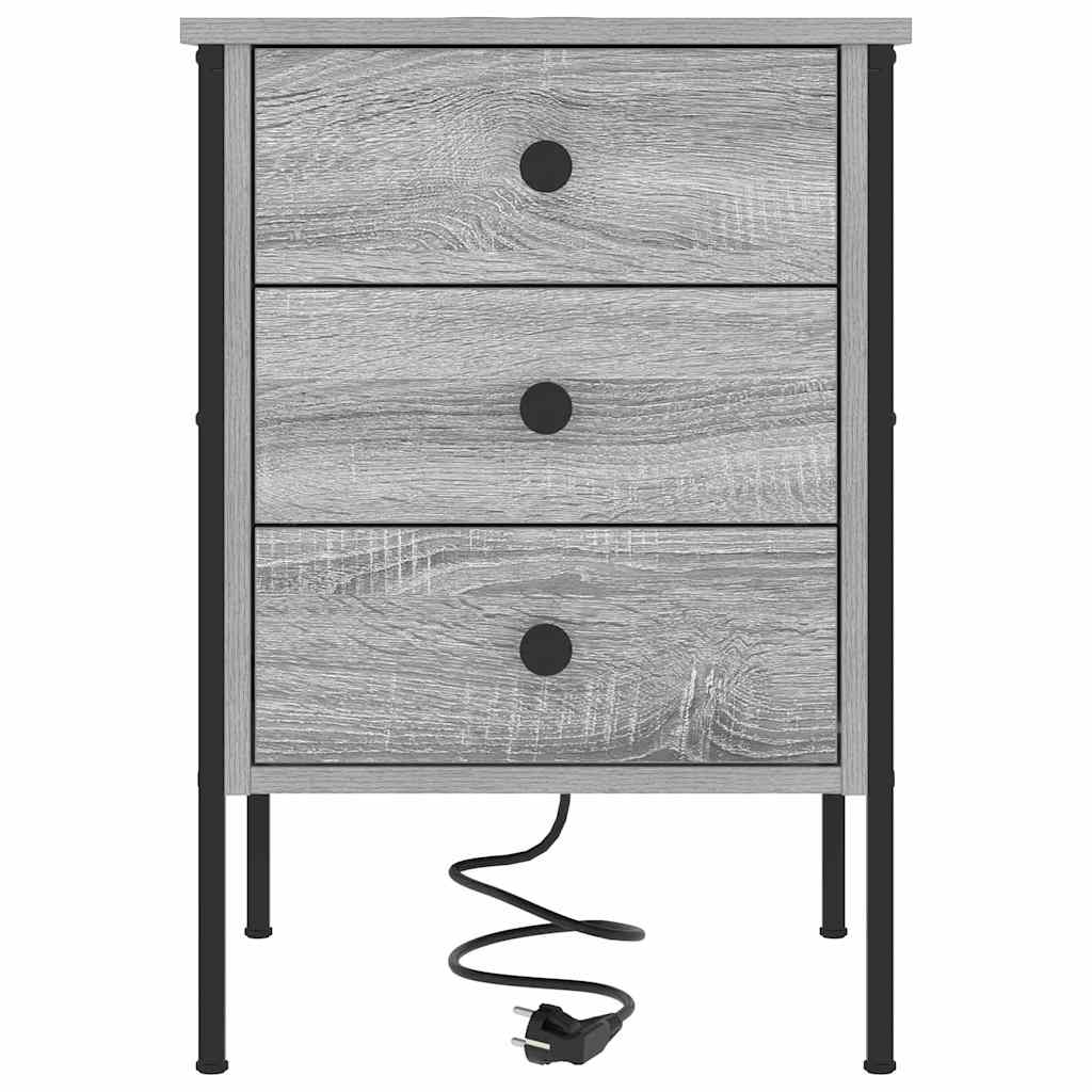 Armario de Noche con cajón 2 pcs Gris Sonoma 42 x 41 x 61 cm