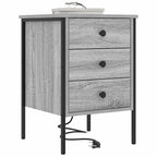 Armario de Noche con cajón 2 pcs Gris Sonoma 42 x 41 x 61 cm