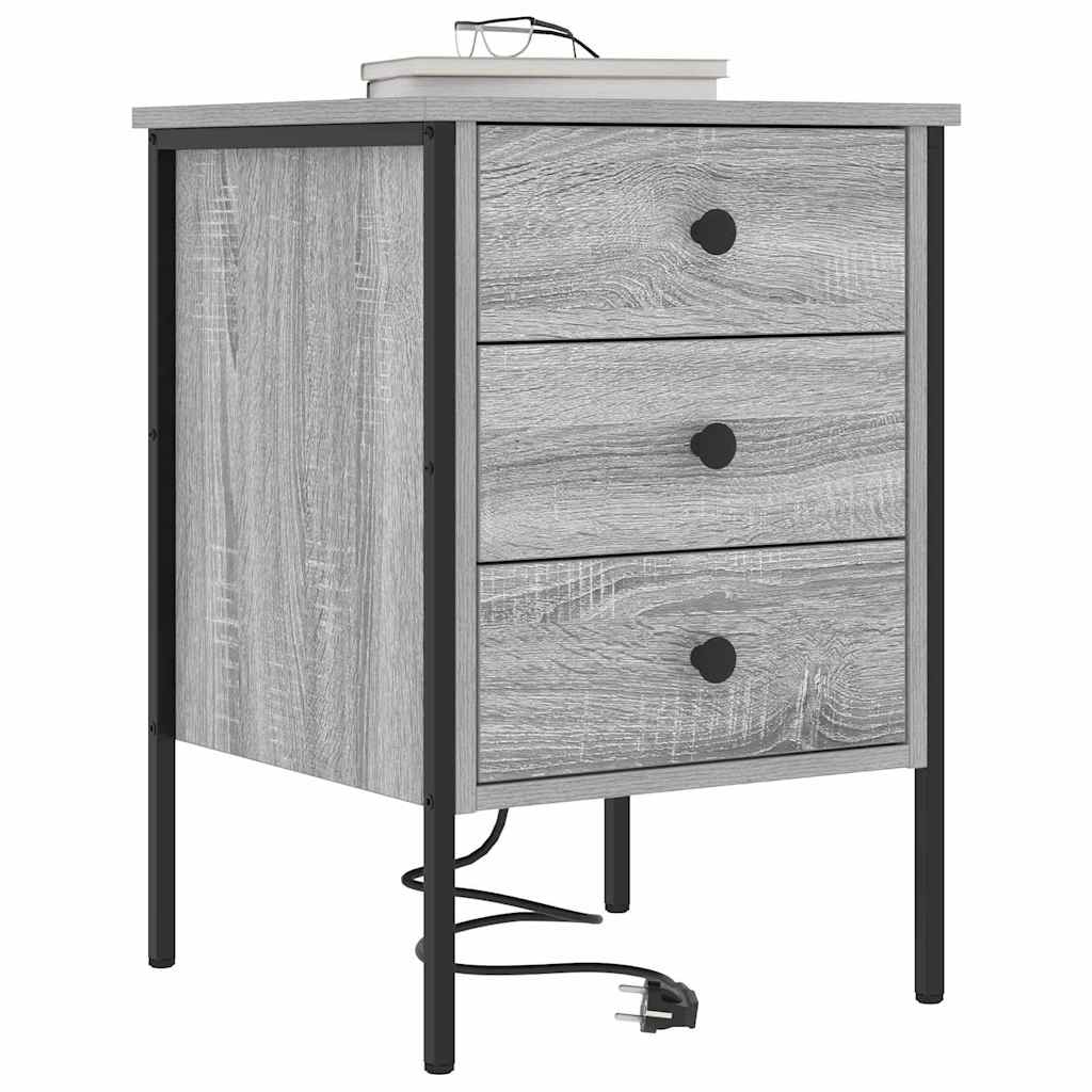 Armario de Noche con cajón 2 pcs Gris Sonoma 42 x 41 x 61 cm