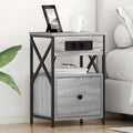 Armario de Noche con cajón 2 pcs Gris Sonoma 40 x 31 x 60 cm