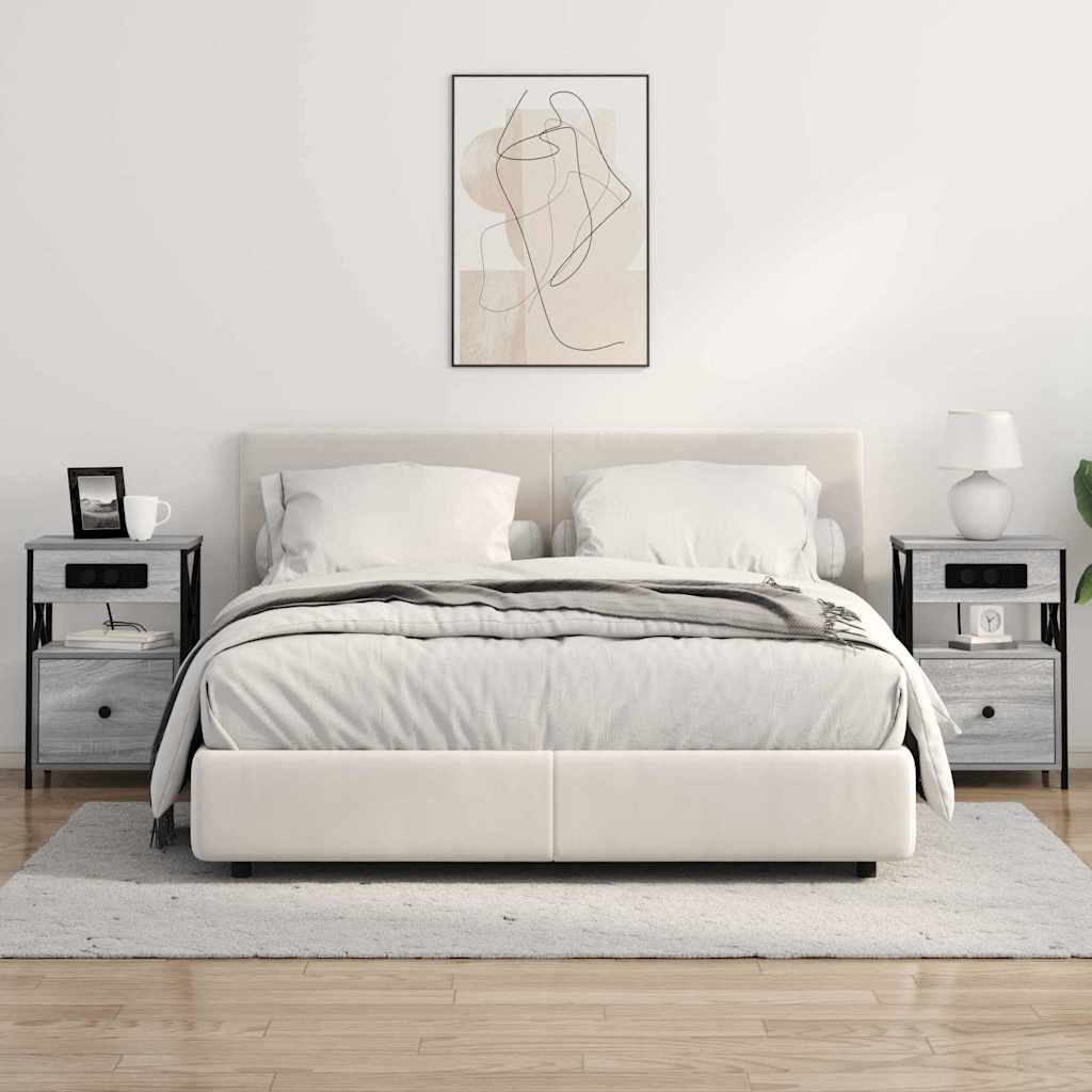 Armario de Noche con cajón 2 pcs Gris Sonoma 40 x 31 x 60 cm