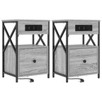 Armario de Noche con cajón 2 pcs Gris Sonoma 40 x 31 x 60 cm