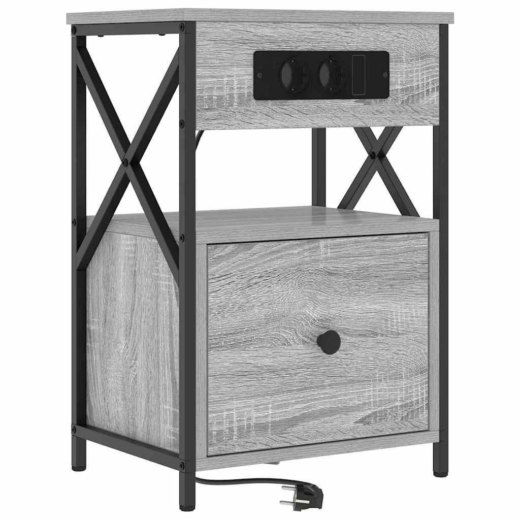 Armario de Noche con cajón 2 pcs Gris Sonoma 40 x 31 x 60 cm