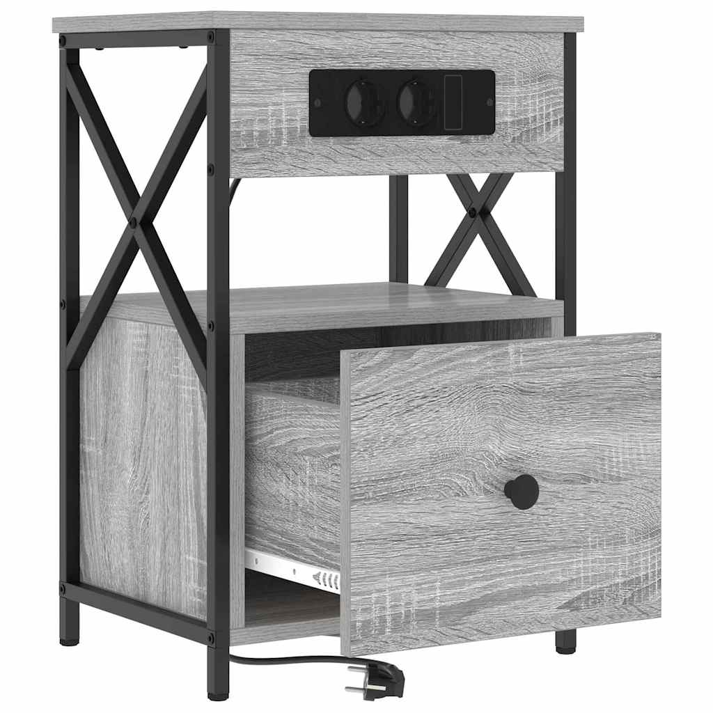 Armario de Noche con cajón 2 pcs Gris Sonoma 40 x 31 x 60 cm