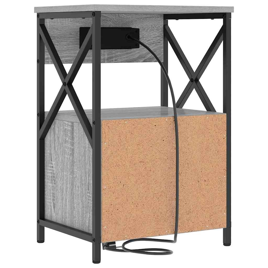 Armario de Noche con cajón 2 pcs Gris Sonoma 40 x 31 x 60 cm