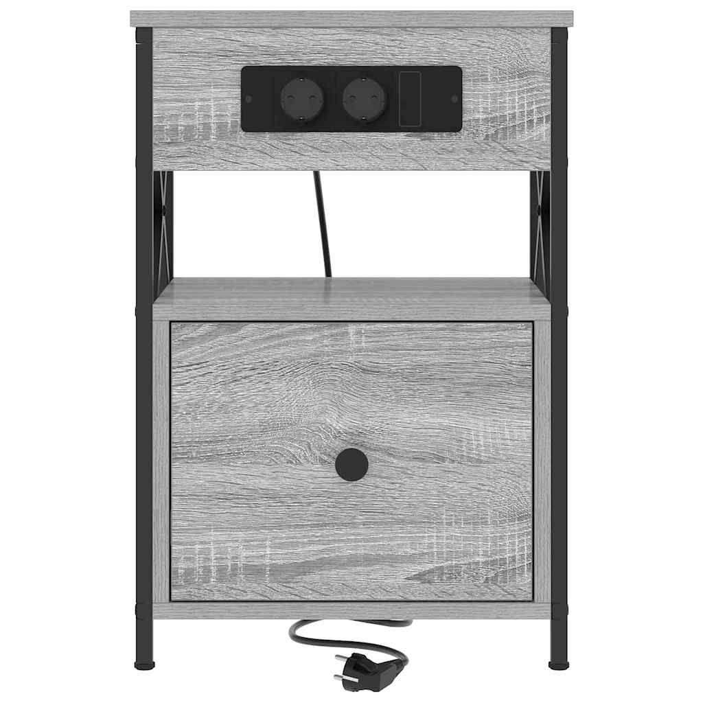 Armario de Noche con cajón 2 pcs Gris Sonoma 40 x 31 x 60 cm