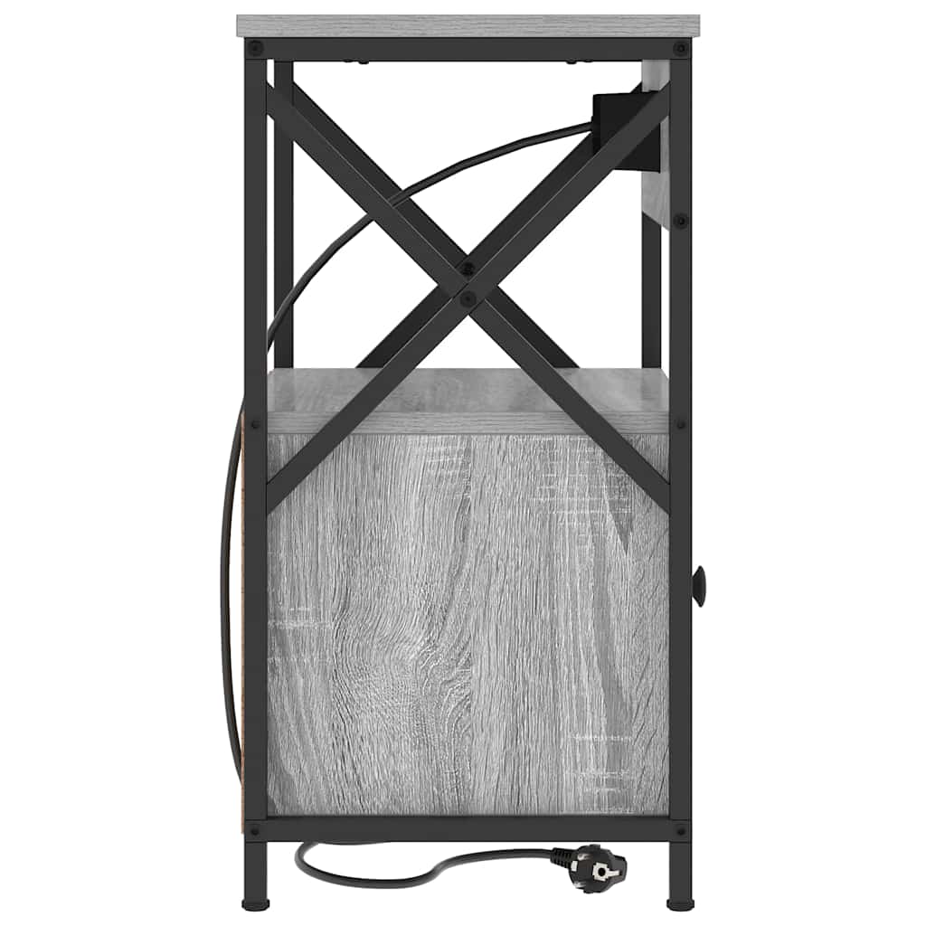 Armario de Noche con cajón 2 pcs Gris Sonoma 40 x 31 x 60 cm