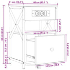 Armario de Noche con cajón 2 pcs Gris Sonoma 40 x 31 x 60 cm