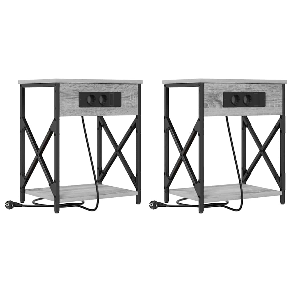 Armario de Noche 2 pcs Gris Sonoma 41 x 31 x 51 cm
