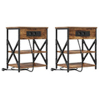 Armario de Noche 2 pcs Roble ahumado 41 x 31 x 51 cm