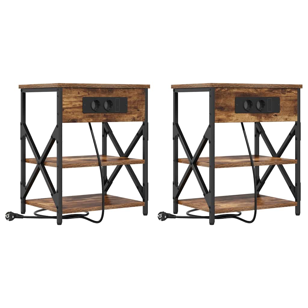 Armario de Noche 2 pcs Roble ahumado 41 x 31 x 51 cm