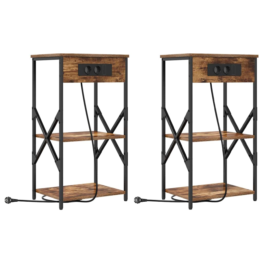 Armario de Noche 2 pcs Roble ahumado 41 x 31 x 76 cm