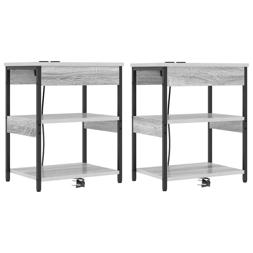 Armario de Noche 2 pcs Gris Sonoma 41 x 31 x 51 cm