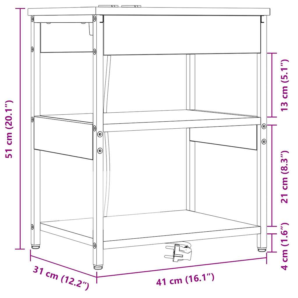 Armario de Noche 2 pcs Gris Sonoma 41 x 31 x 51 cm