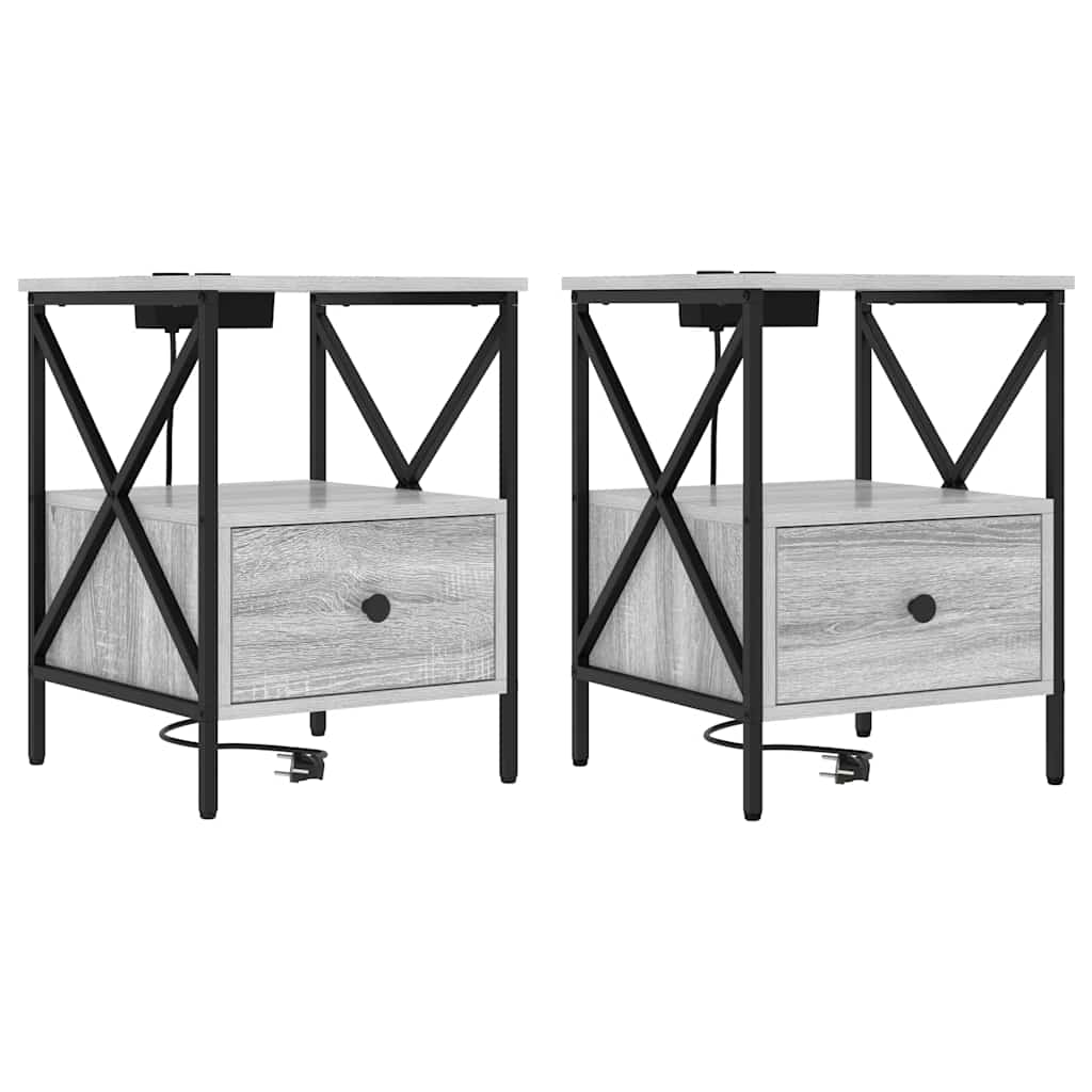 Armario de Noche 2 pcs Gris Sonoma 41,5 x 40,5 x 55 cm