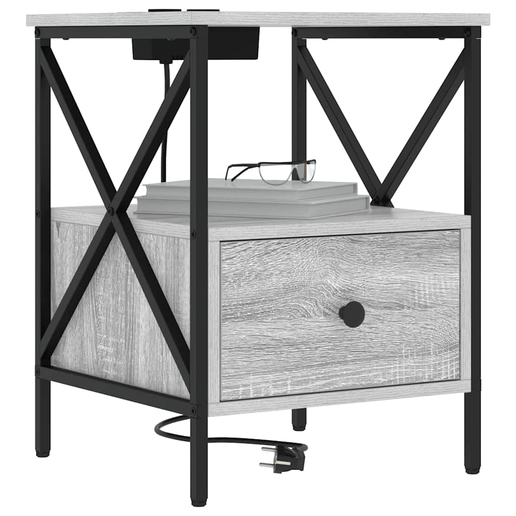 Armario de Noche 2 pcs Gris Sonoma 41,5 x 40,5 x 55 cm
