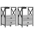 Armario de Noche con cajón 2 pcs Gris Sonoma 40 x 31 x 60 cm