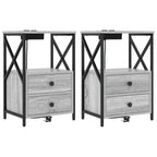 Armario de Noche con cajón 2 pcs Gris Sonoma 40 x 31 x 60 cm