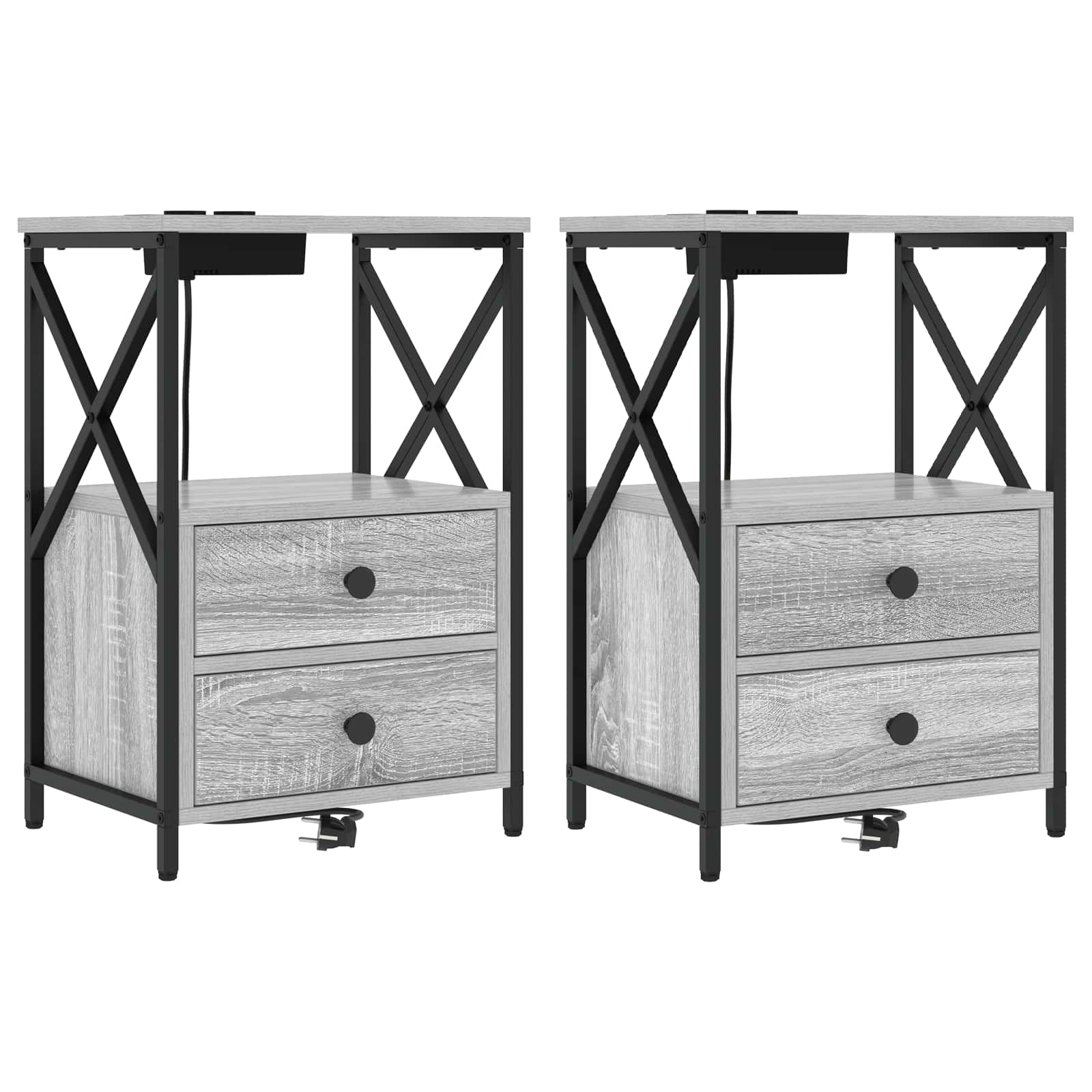 Armario de Noche con cajón 2 pcs Gris Sonoma 40 x 31 x 60 cm