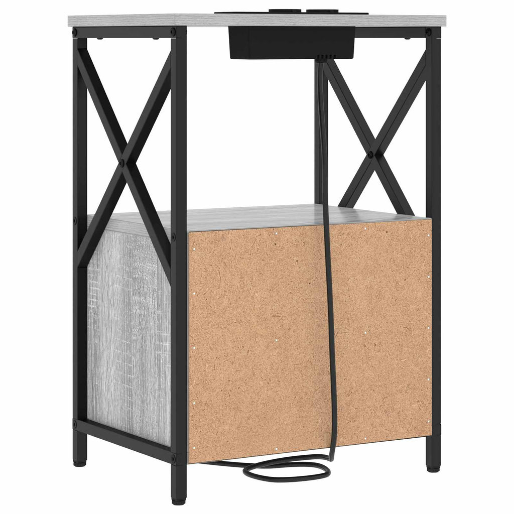 Armario de Noche con cajón 2 pcs Gris Sonoma 40 x 31 x 60 cm