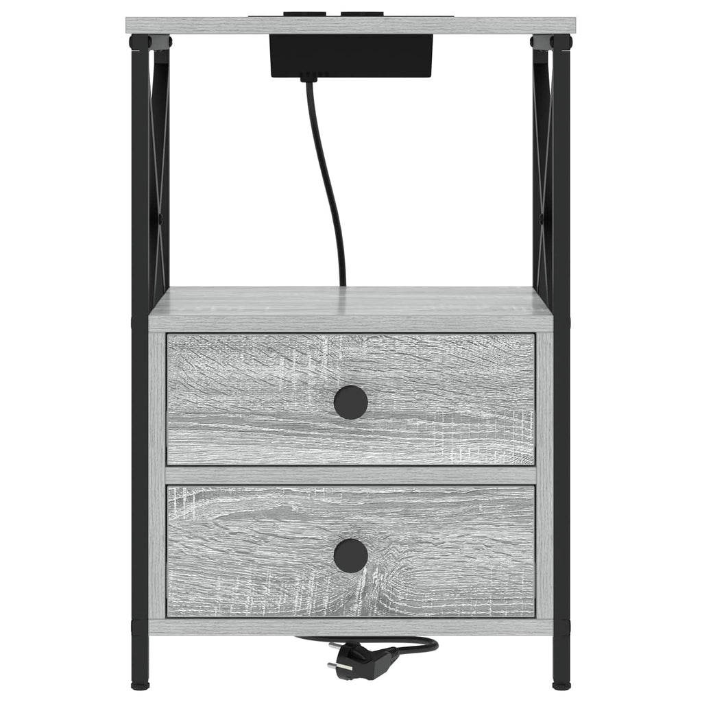 Armario de Noche con cajón 2 pcs Gris Sonoma 40 x 31 x 60 cm