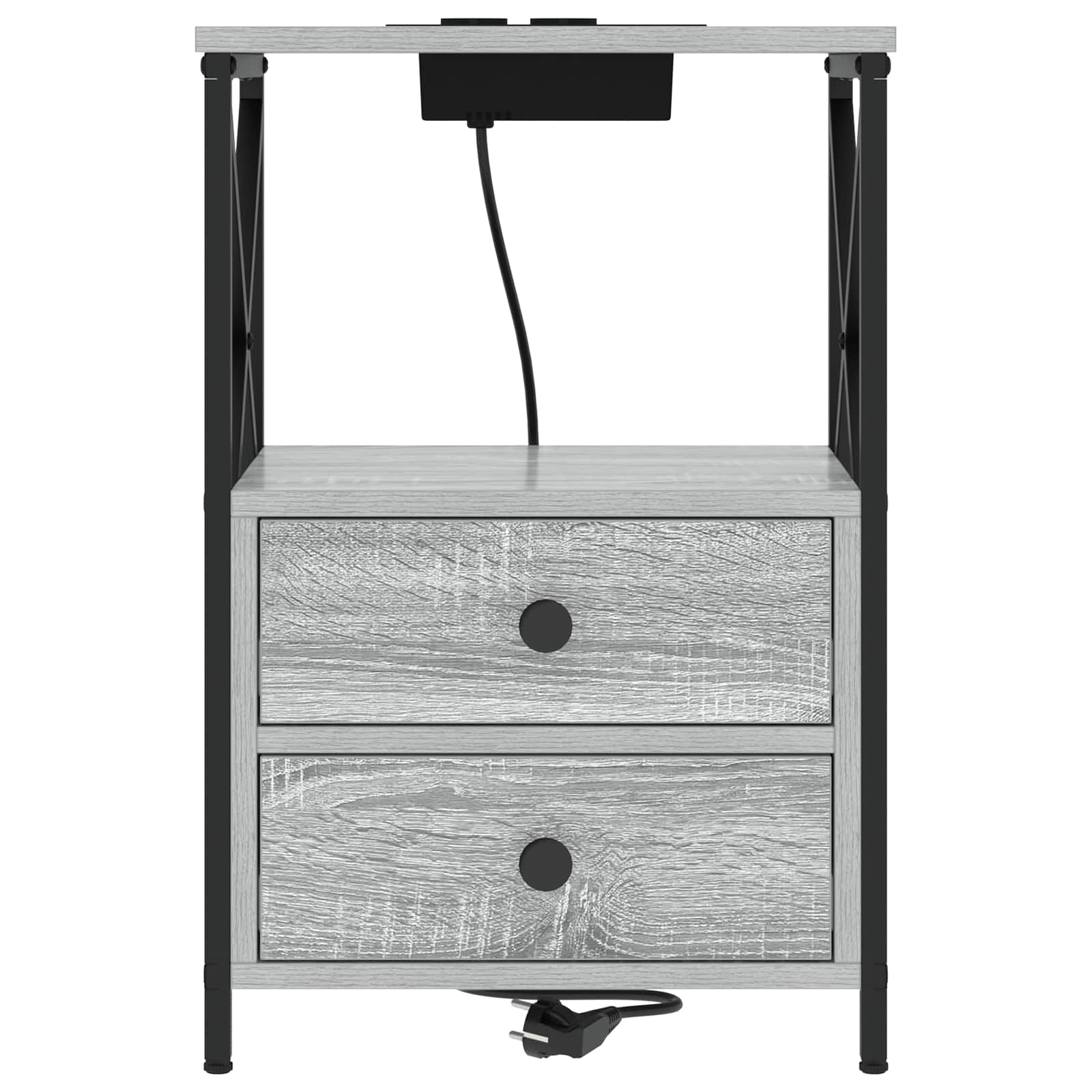 Armario de Noche con cajón 2 pcs Gris Sonoma 40 x 31 x 60 cm