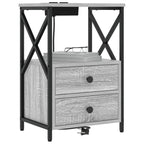 Armario de Noche con cajón 2 pcs Gris Sonoma 40 x 31 x 60 cm