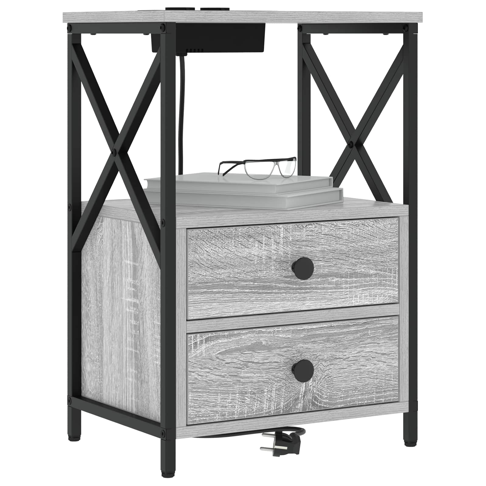 Armario de Noche con cajón 2 pcs Gris Sonoma 40 x 31 x 60 cm
