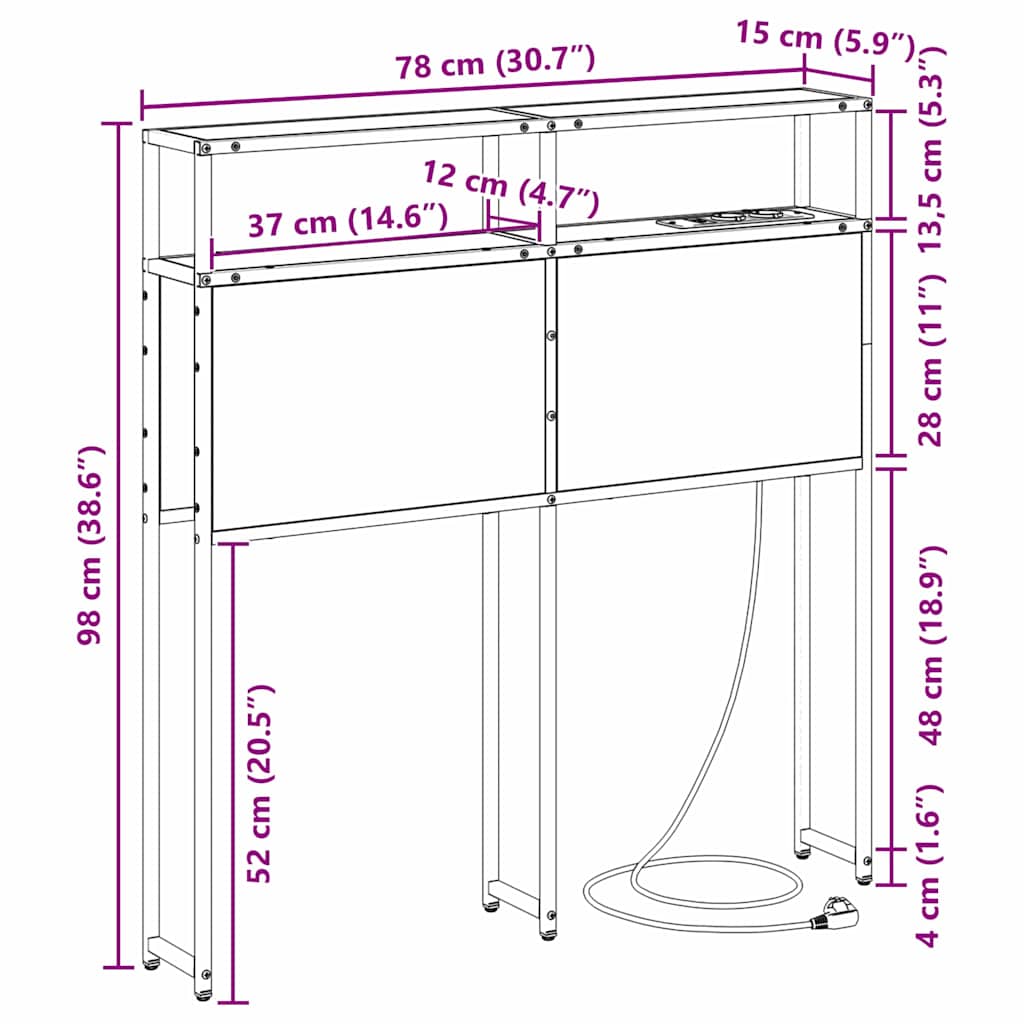 Cabecera de almacenamiento Gris sonoma Madera contrachapada