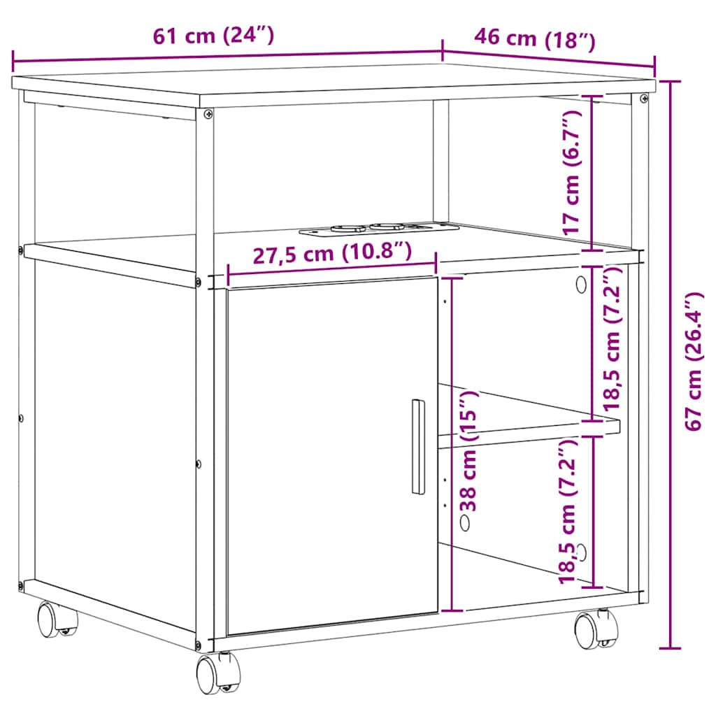 Gabinete con Estación de Carga Gris Sonoma 61 x 46 x 67 cm