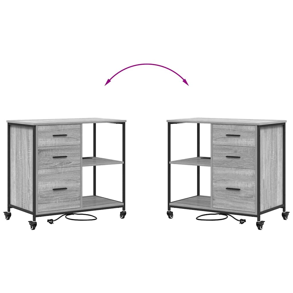 Gabinete con Estación de Carga Gris Sonoma 76 x 41 x 72 cm