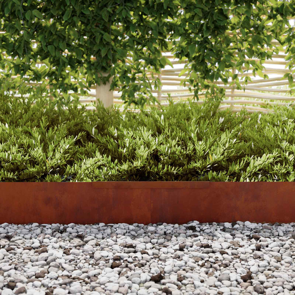 Borde de Césped 4 pcs Oxidado 450 x 0,05 x 20 cm