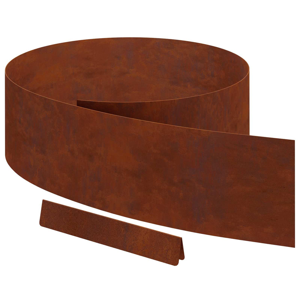 Borde de Césped 4 pcs Oxidado 450 x 0,05 x 20 cm