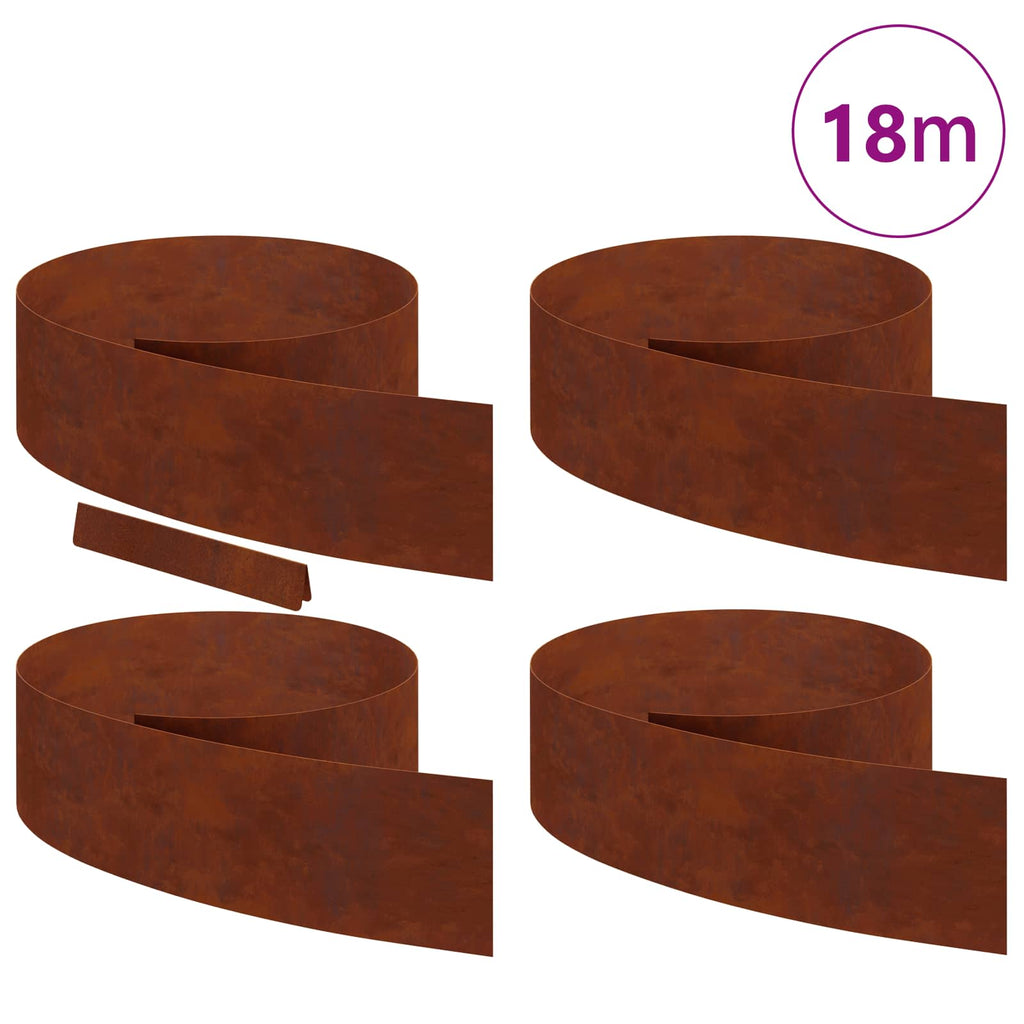 Borde de Césped 4 pcs Oxidado 450 x 0,05 x 20 cm