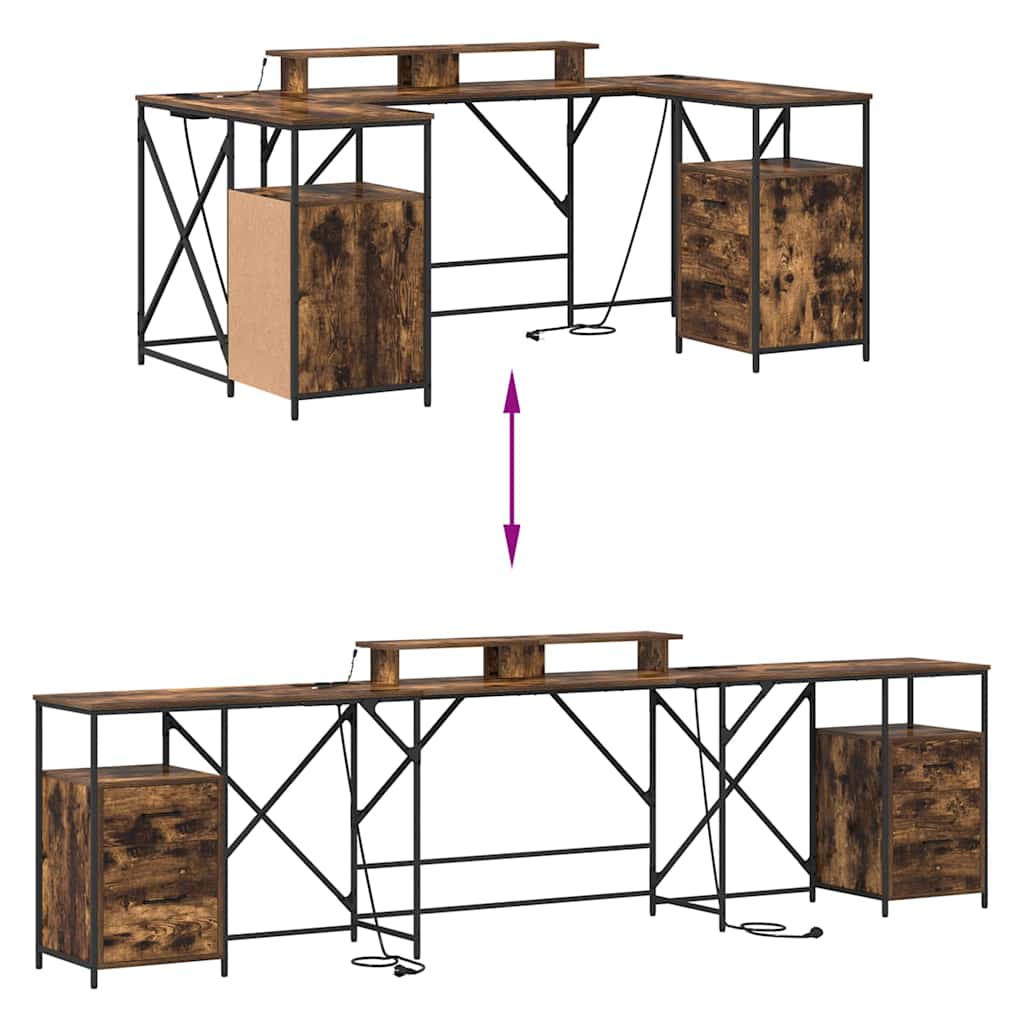 Escritorio con cajón Roble ahumado 182 x 101 x 87,5 cm