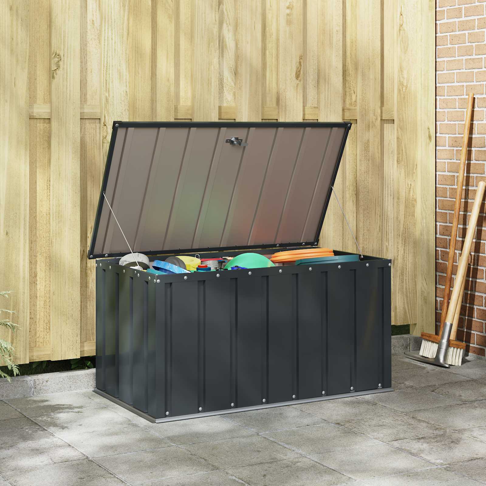 Caja de Almacenamiento para Jardín Negro 101 x 56,5 x 50 cm