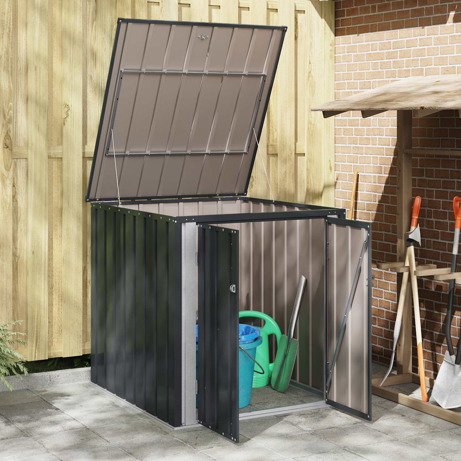 Caja de Almacenamiento para Jardín Negro 101,5 x 107 x 100 cm