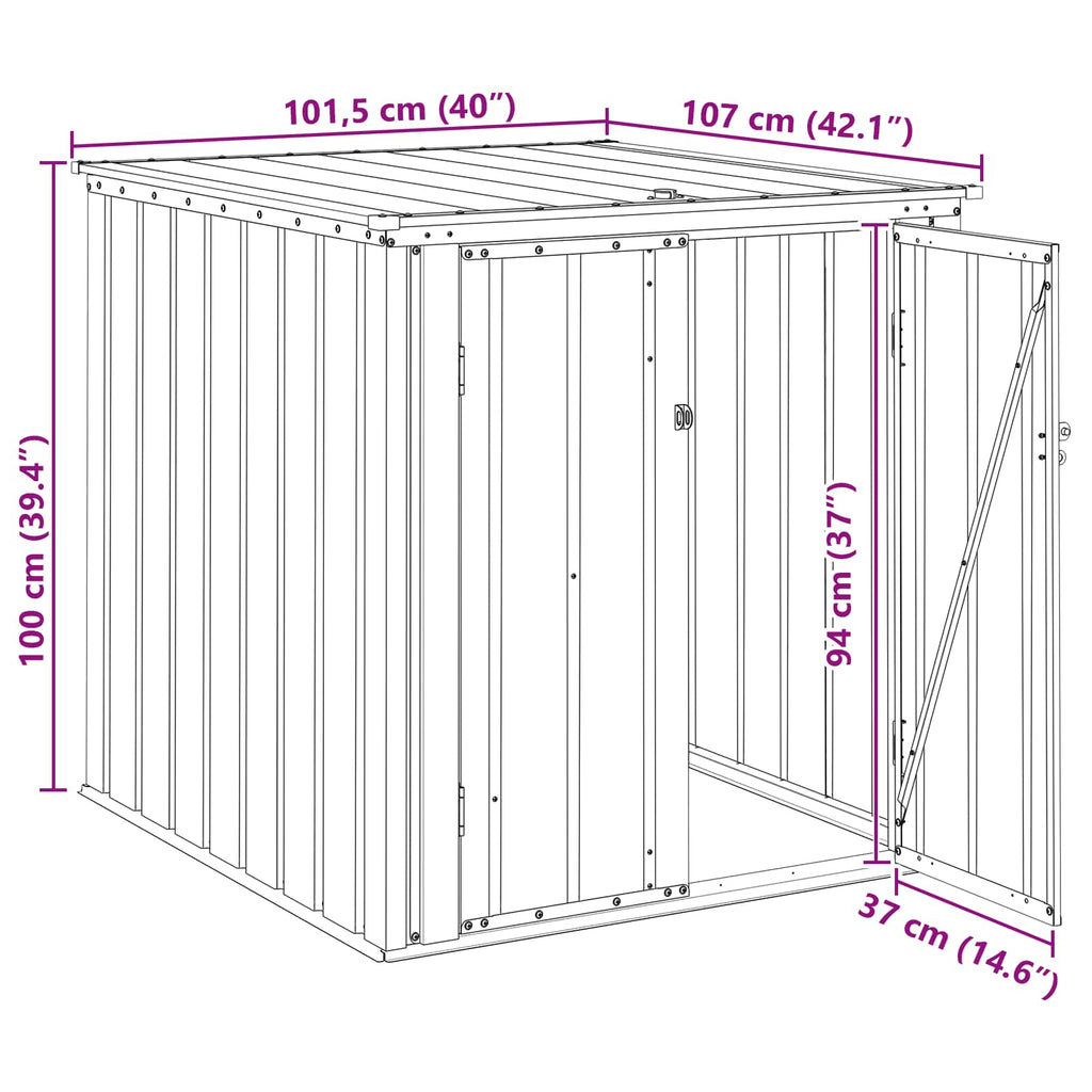 Caja de Almacenamiento para Jardín Negro 101,5 x 107 x 100 cm
