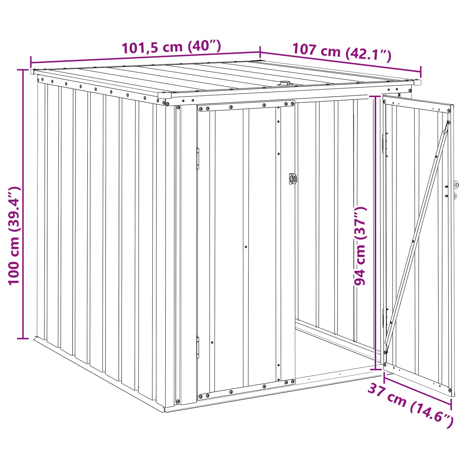 Caja de Almacenamiento para Jardín Negro 101,5 x 107 x 100 cm
