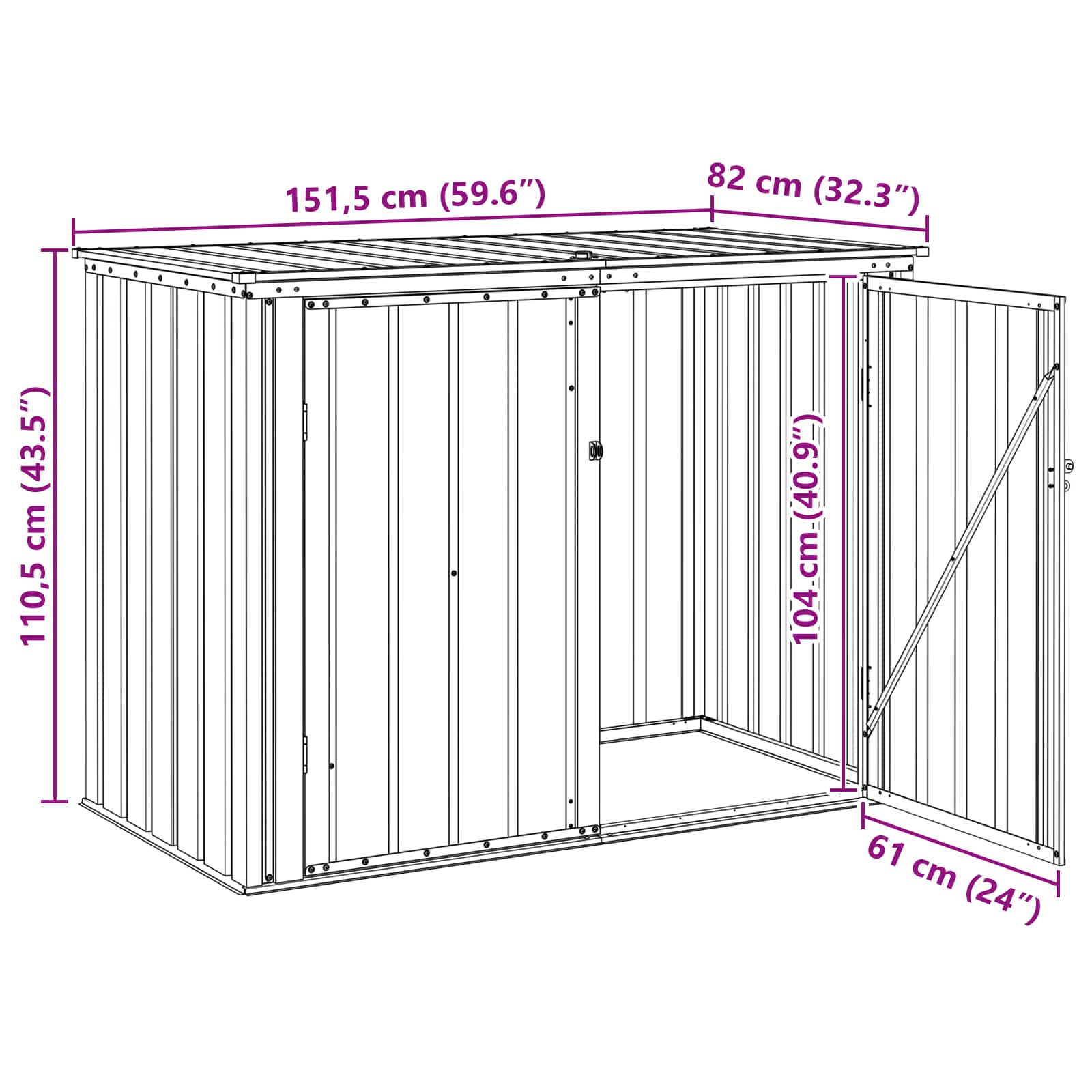 Caja de Almacenamiento para Jardín Negro 151,5 x 82 x 110,5 cm