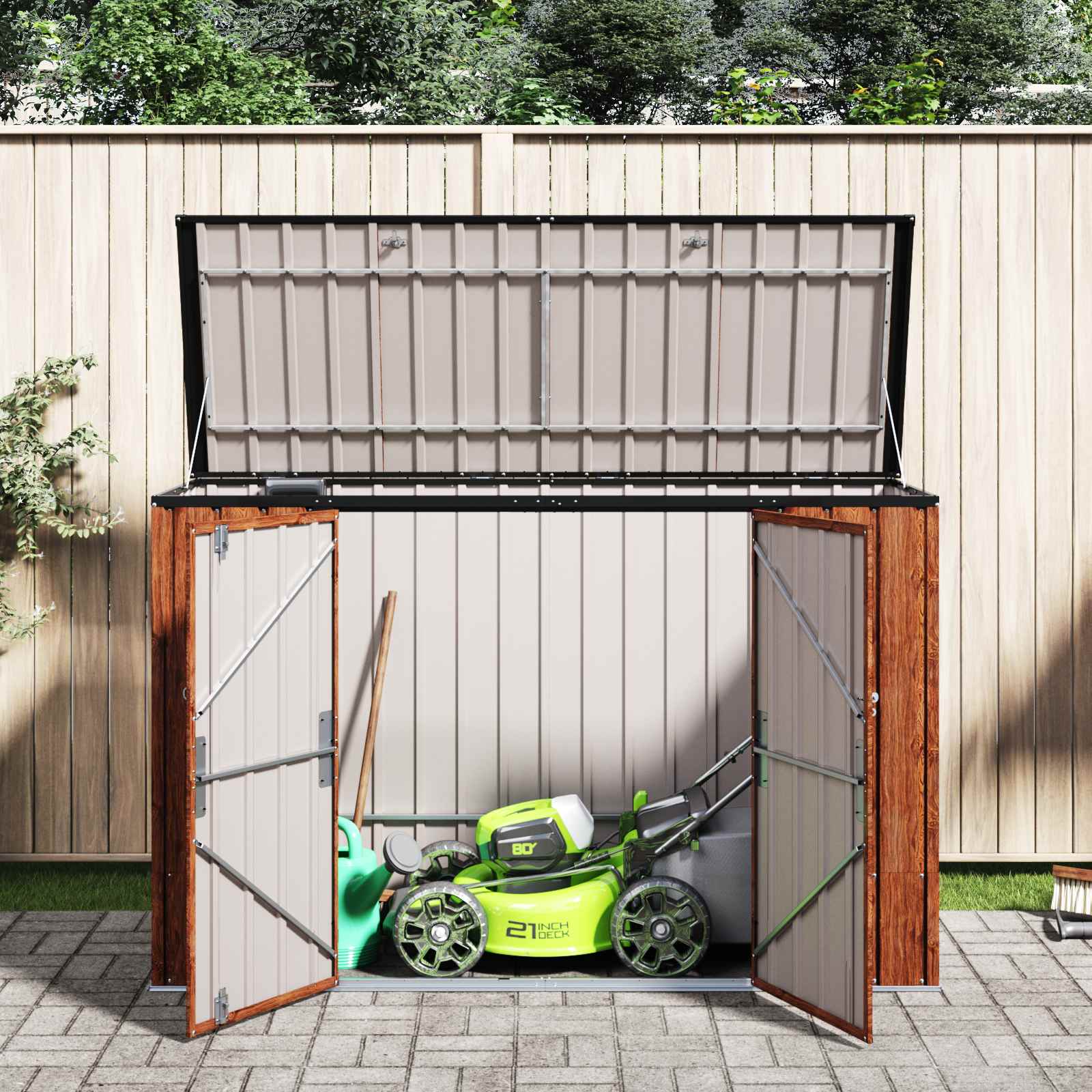 Caja de Almacenamiento para Jardín Marrón 214 x 82 x 132 cm