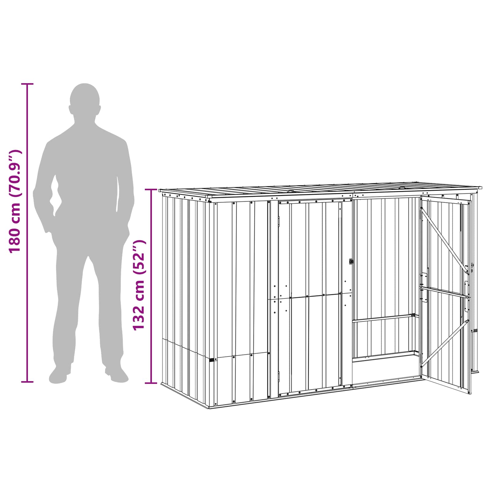Caja de Almacenamiento para Jardín Marrón 214 x 82 x 132 cm
