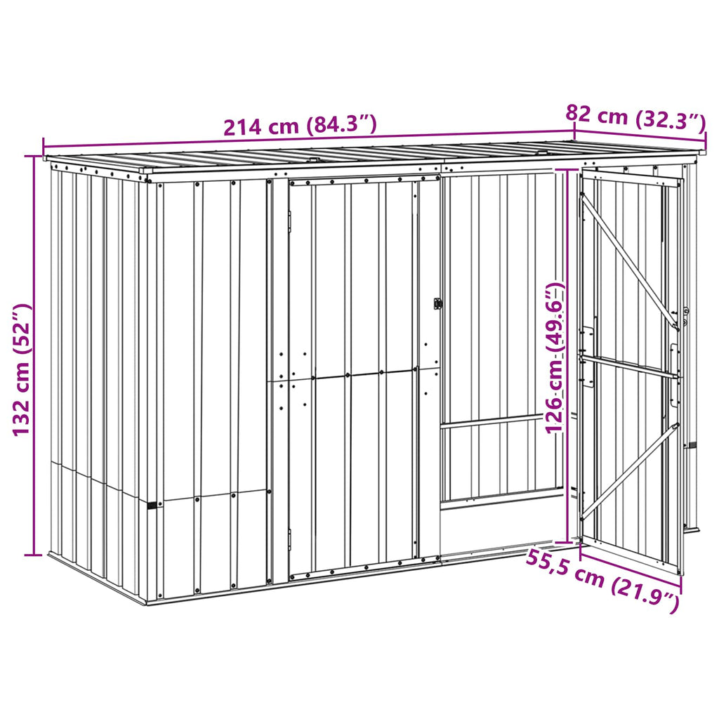 Caja de Almacenamiento para Jardín Marrón 214 x 82 x 132 cm