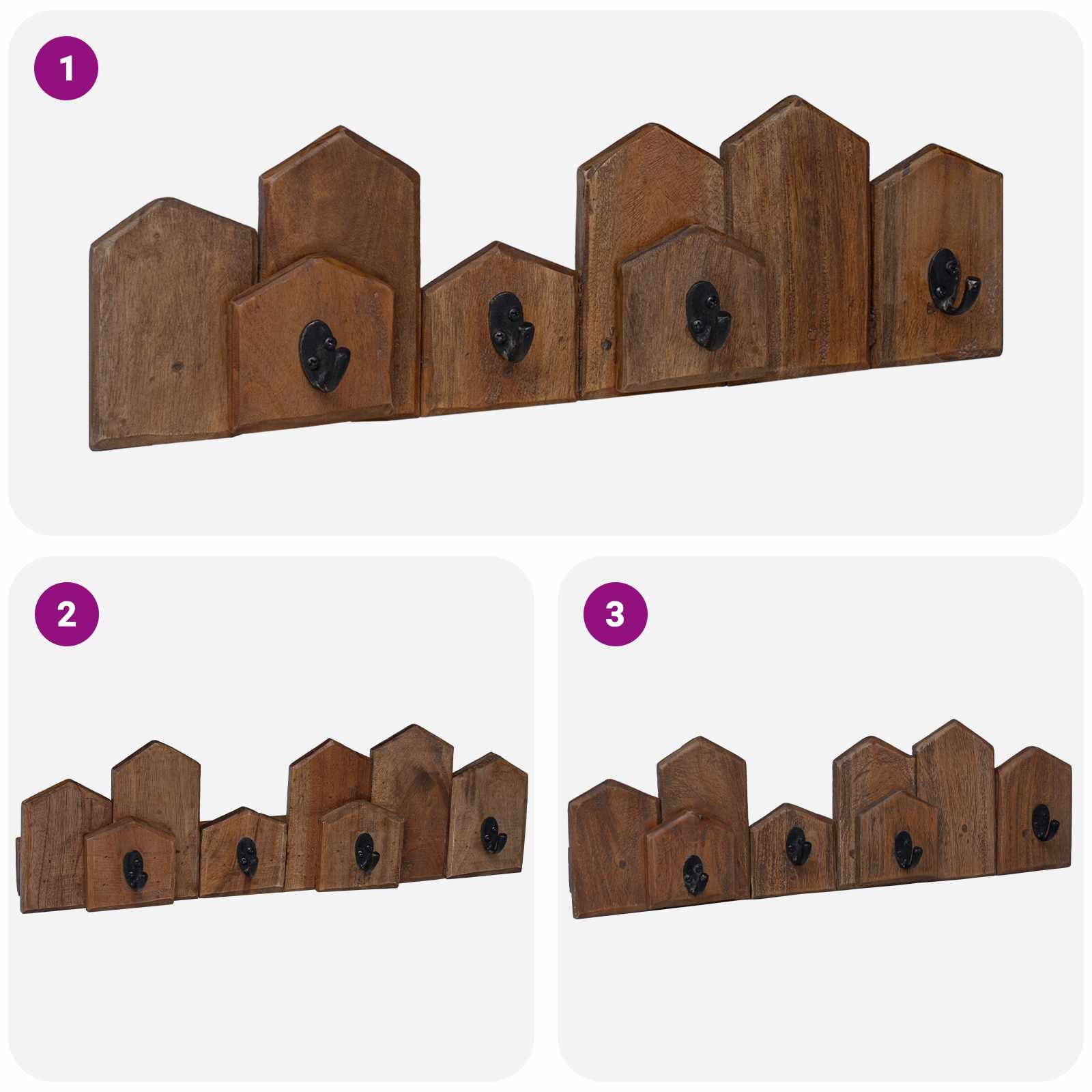 Percha Marrón 48 x 8 x 15 cm Madera de Caoba Sólida