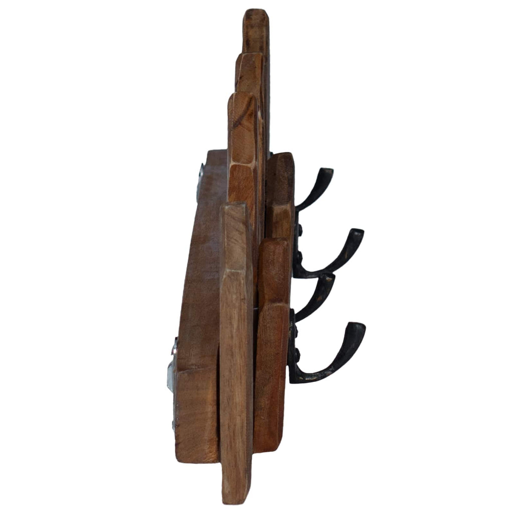 Percha Marrón 48 x 8 x 15 cm Madera de Caoba Sólida