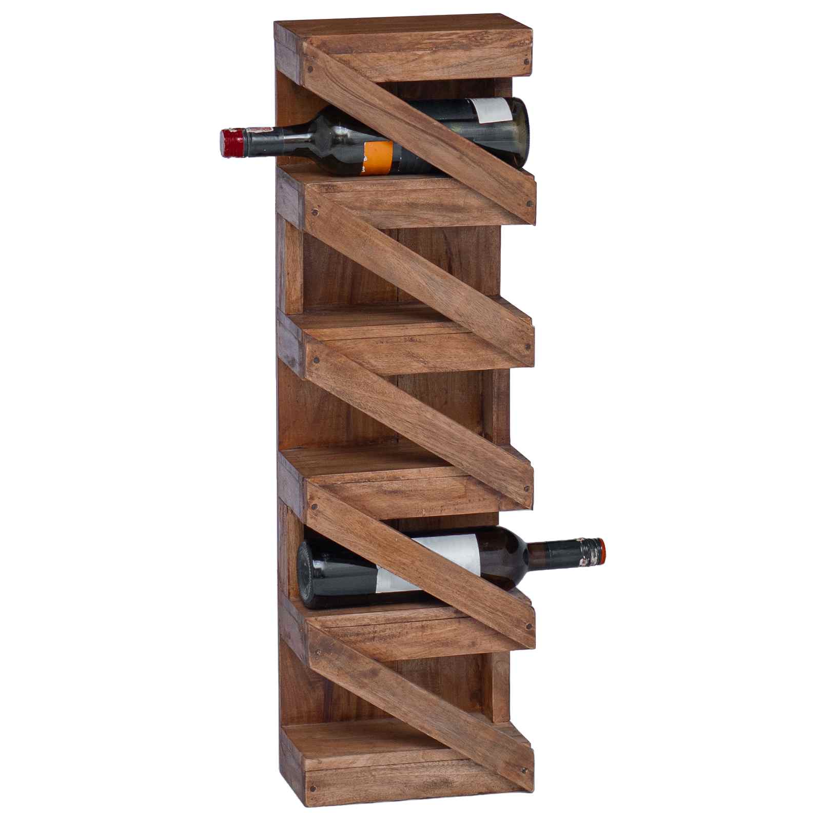 Estante de Vino Natural 24 x 14 x 80 cm Madera de Caoba Sólida