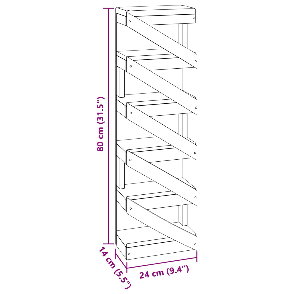Estante de Vino Natural 24 x 14 x 80 cm Madera de Caoba Sólida