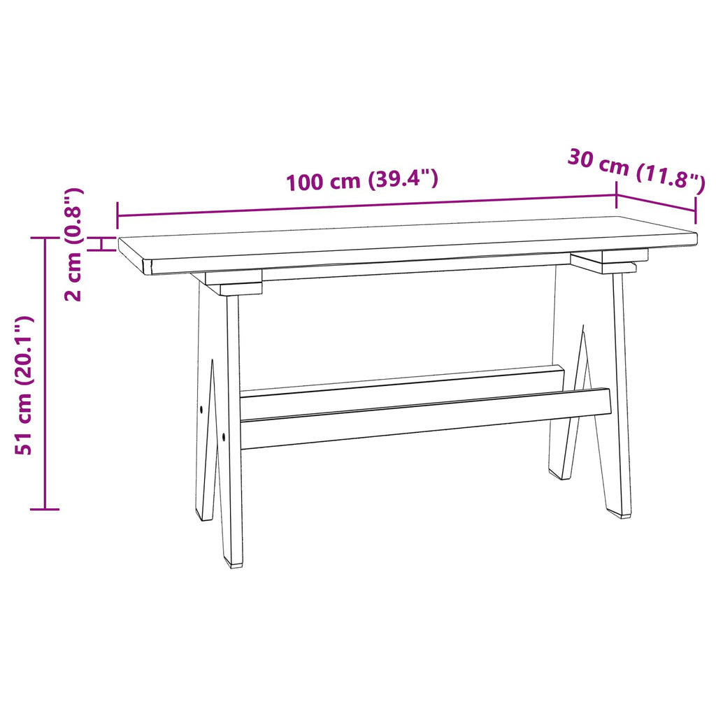 Banco Natural 100 x 30 x 51 cm Madera maciza recuperada
