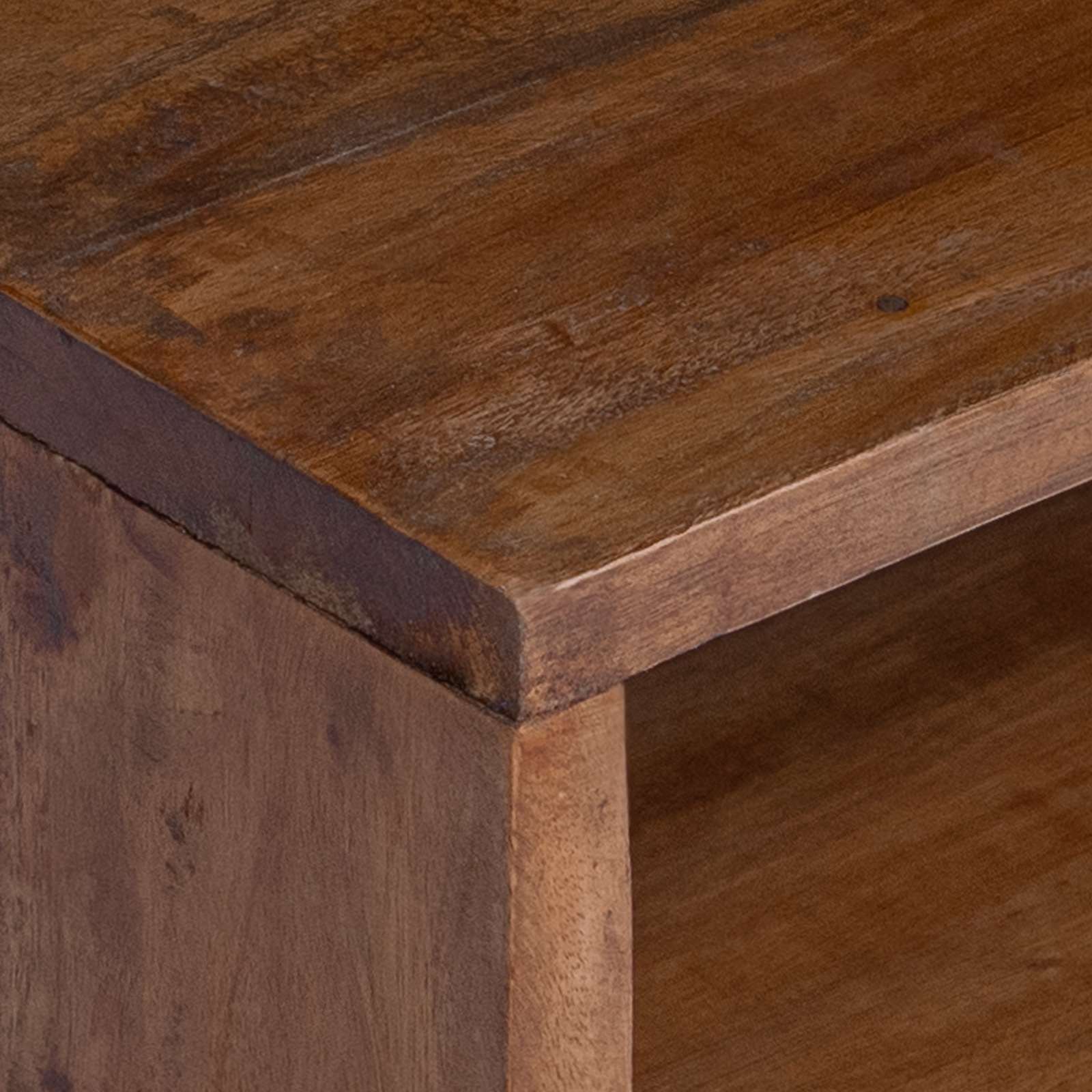 Mesa decorativa con estante 3 pcs Marrón Madera de Caoba Sólida