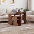 Mesa decorativa con estante 3 pcs Marrón Madera de Caoba Sólida